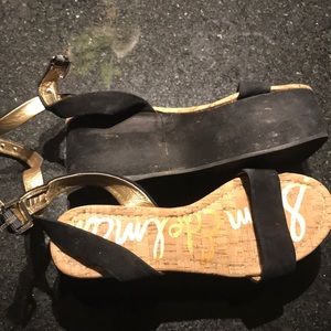 Black suede platform sandals